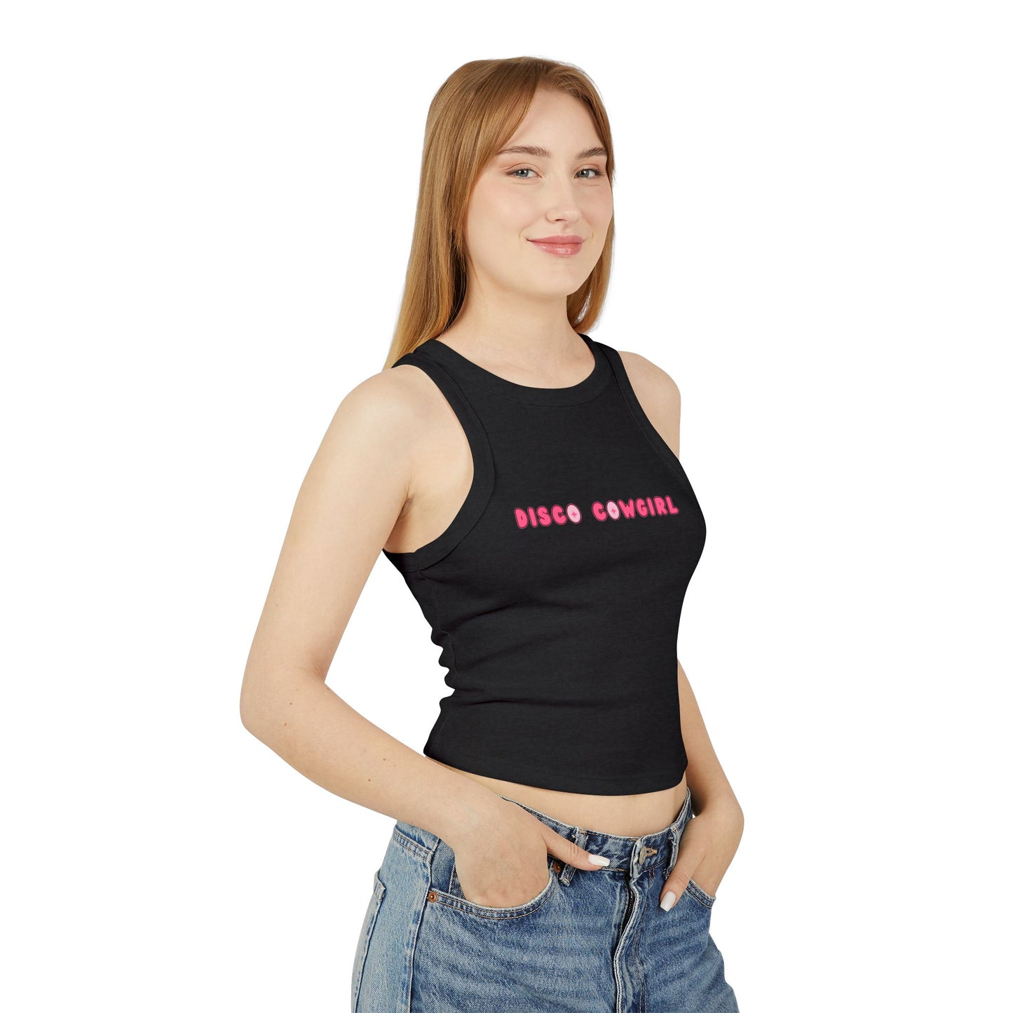 Disco Cowgirl Micro Rib Racer Tank Top